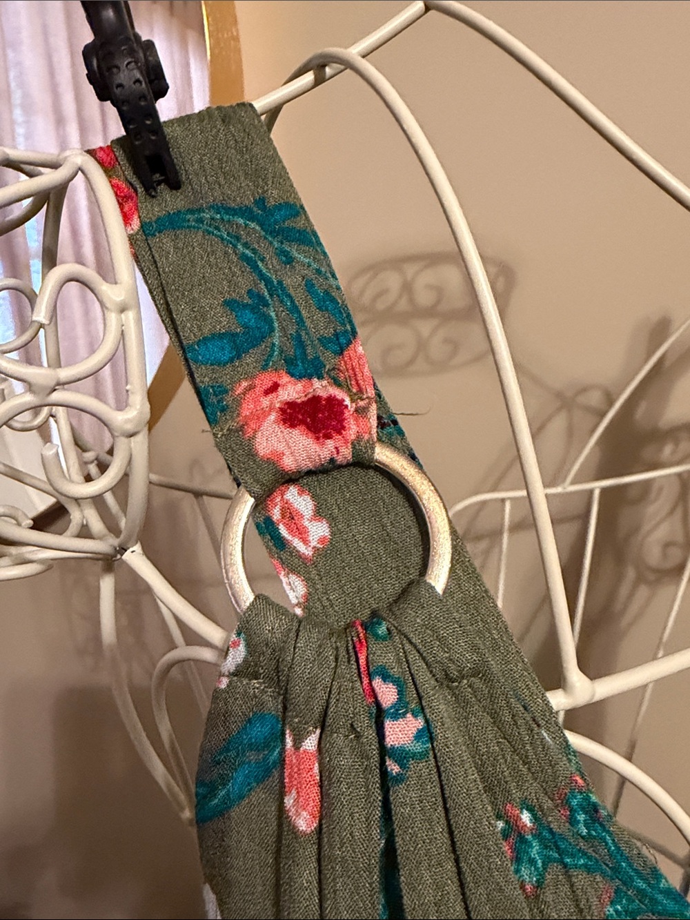 Derek Heart Olive Green Floral Romper with Red, White & Teal Flowers - Picture 2 of 3